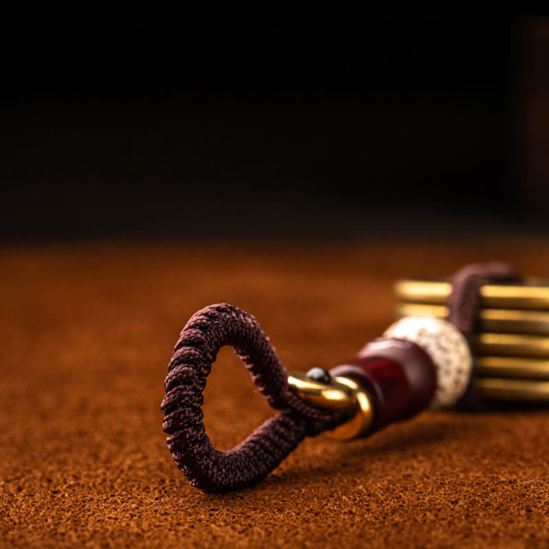 Feng Shui Five Emperor Coins Keychain for Wealth & Protection