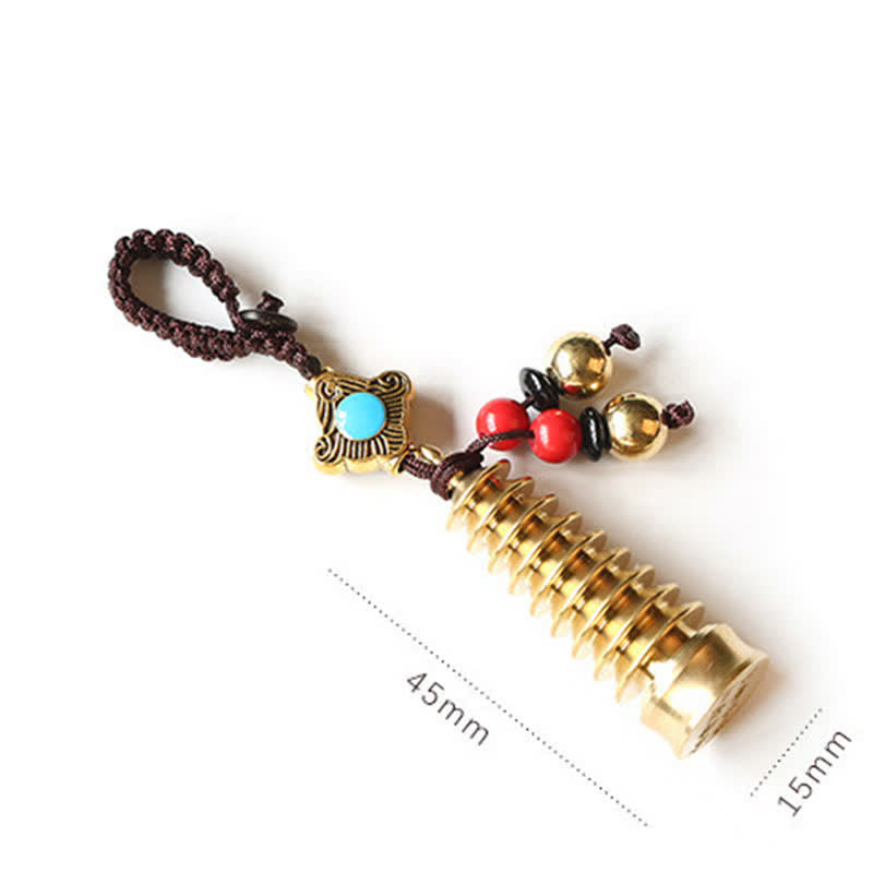 Feng Shui Yin Yang Bagua Balance Keychain Copper Brass