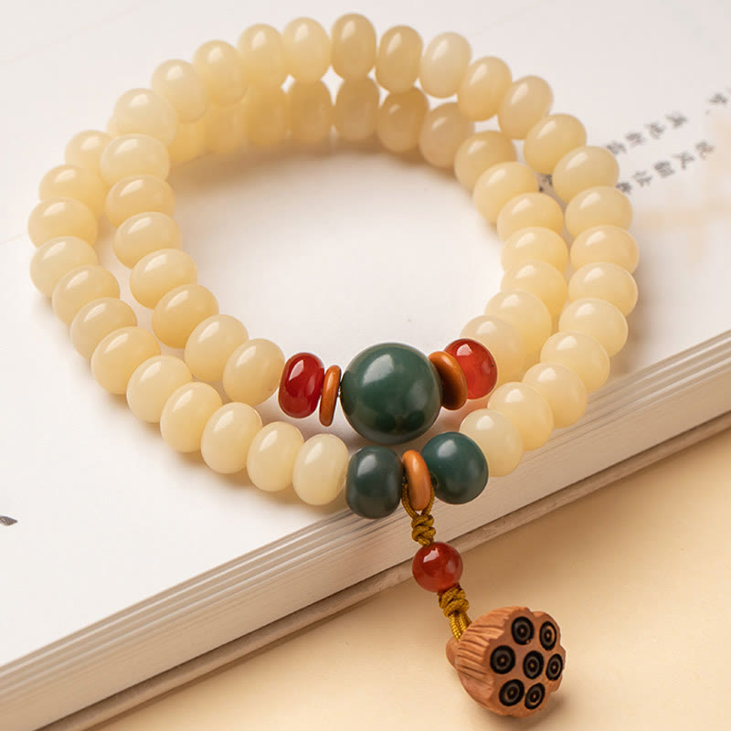 Bodhi Seed Lotus Bracelet Double Wrap for Peace & Wisdom