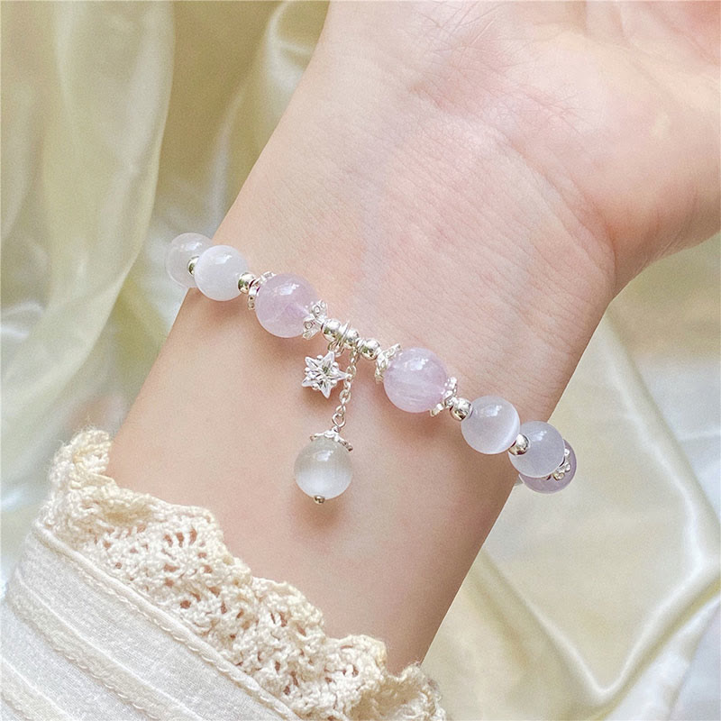 925 Sterling Silver Amethyst Cat's Eye Spiritual Awareness Bracelet