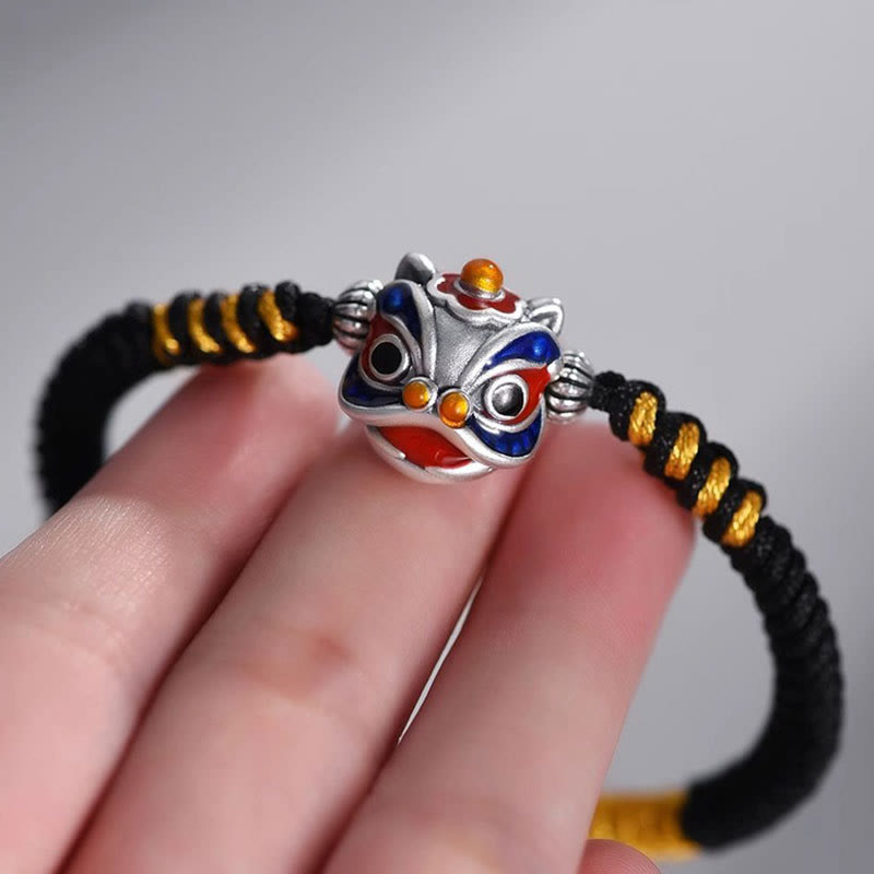Handmade Dancing Lion Red String Bracelet for Protection