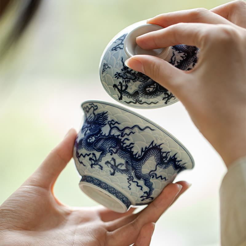 Blue Dragon Ceramic Teacup 80ml | Chinese Tea Cup