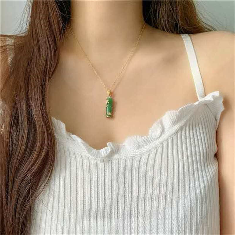 Unisex Jade Necklace with White & Cyan Jade for Protection and Luck