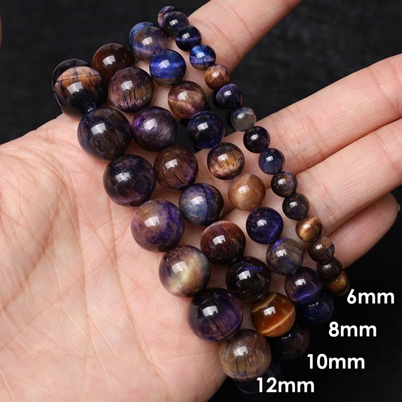 8mm Purple Tiger Eye Protection Bracelet for Strength