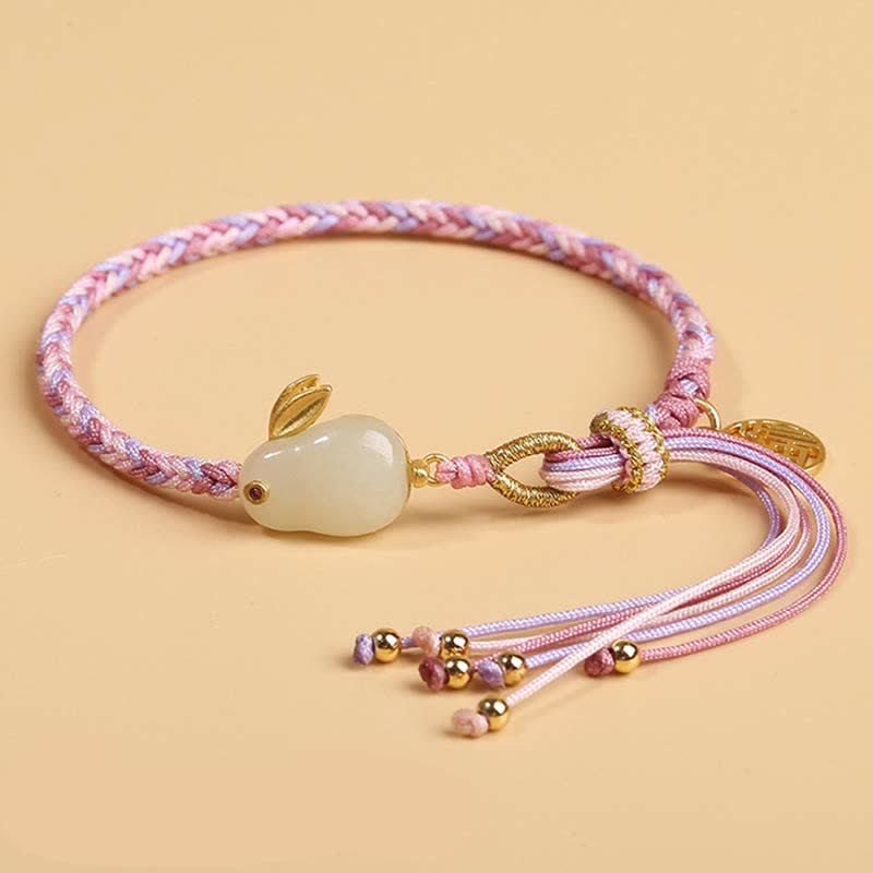 Reincarnation Knot White Jade Luck Protection Bracelet