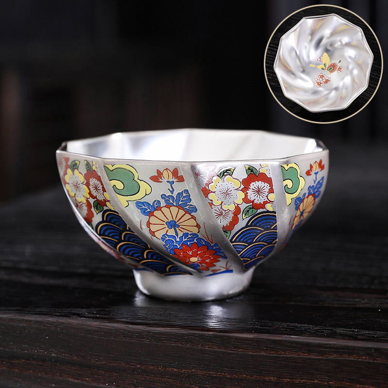 Chrysanthemum Ceramic Teacup for Zen Decor | 165ml & 100ml