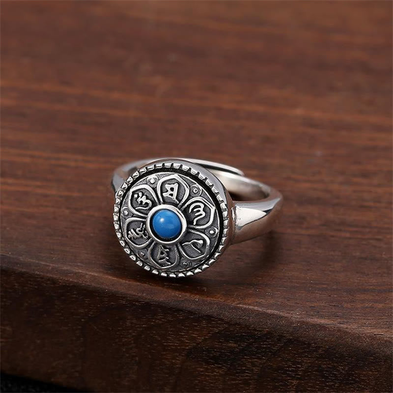 Adjustable Copper Om Mani Padme Hum Ring Spiritual Peace