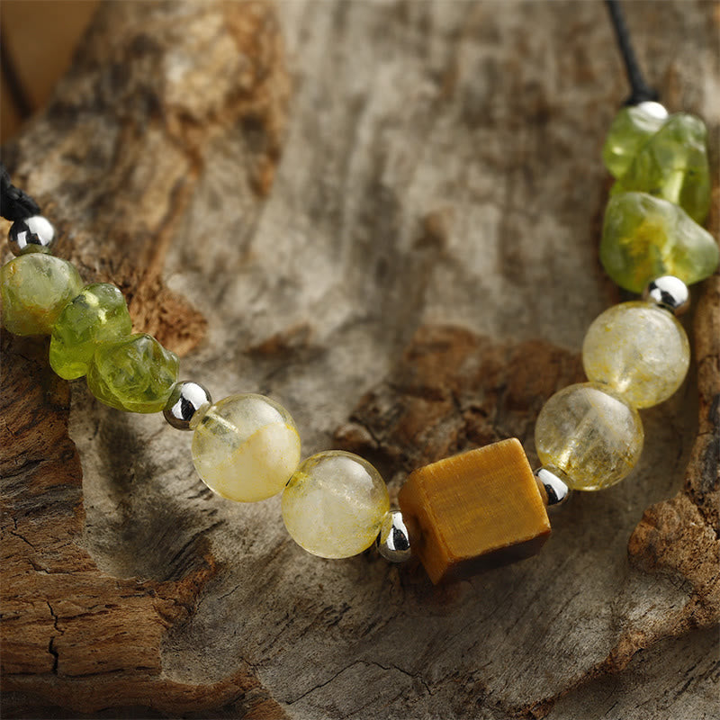 Find Your Joy Peridot Citrine Tiger Eye Rope Bracelet
