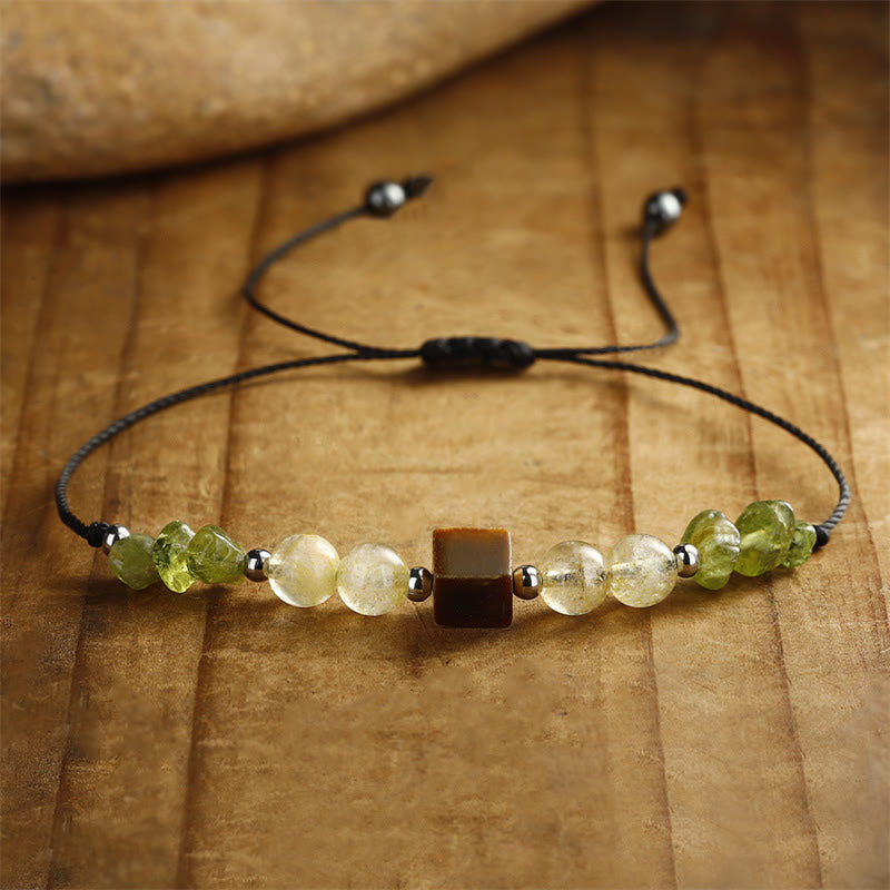 Find Your Joy Peridot Citrine Tiger Eye Rope Bracelet