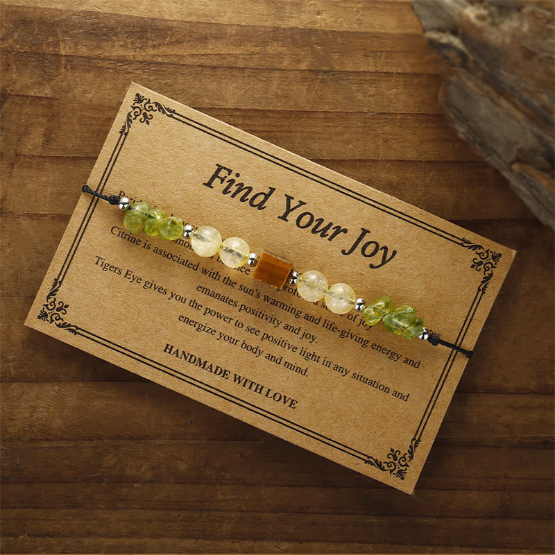 Find Your Joy Peridot Citrine Tiger Eye Rope Bracelet