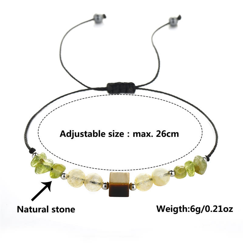 Find Your Joy Peridot Citrine Tiger Eye Rope Bracelet
