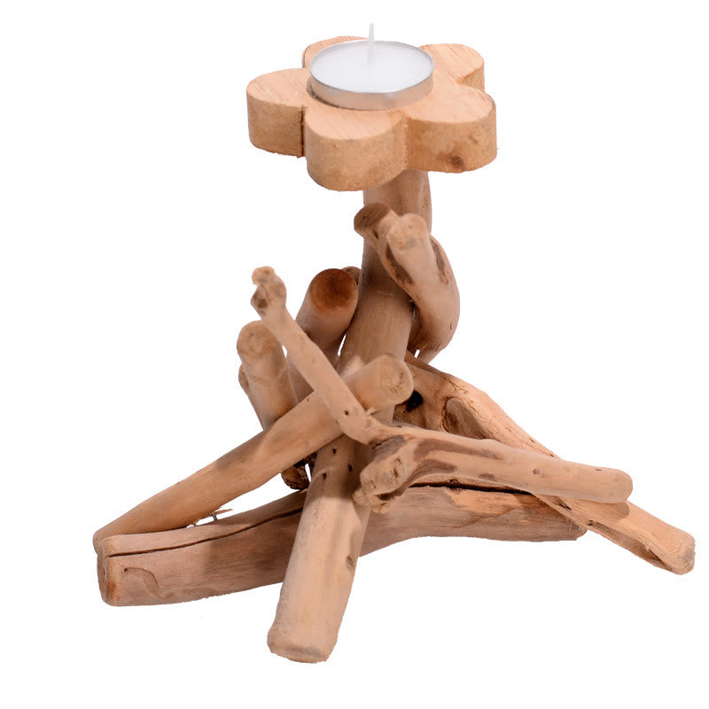 Fir Wood Spiritual Candle Holder for Meditation Altar 16cm