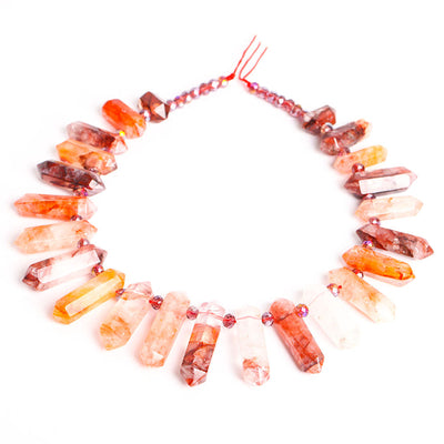 Fire Quartz Crystal Chain String 42cm for Chakra Balance