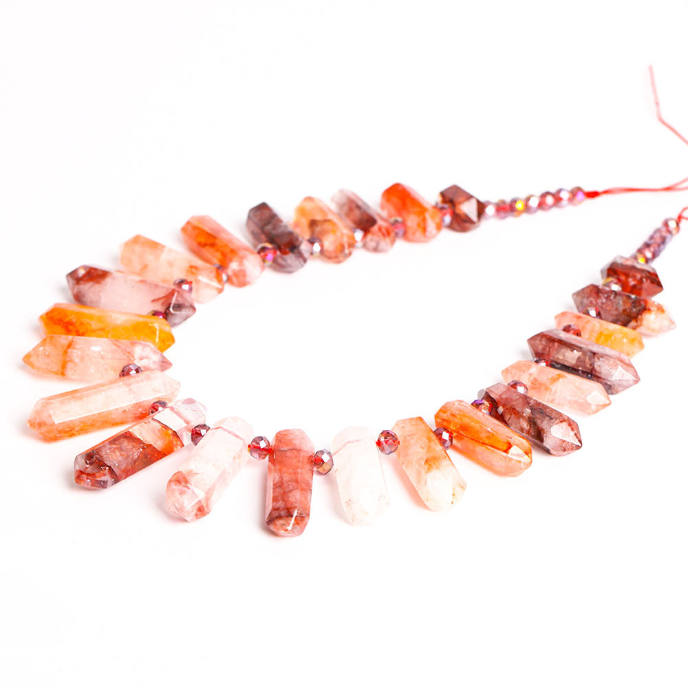 Fire Quartz Crystal Chain String 42cm for Chakra Balance