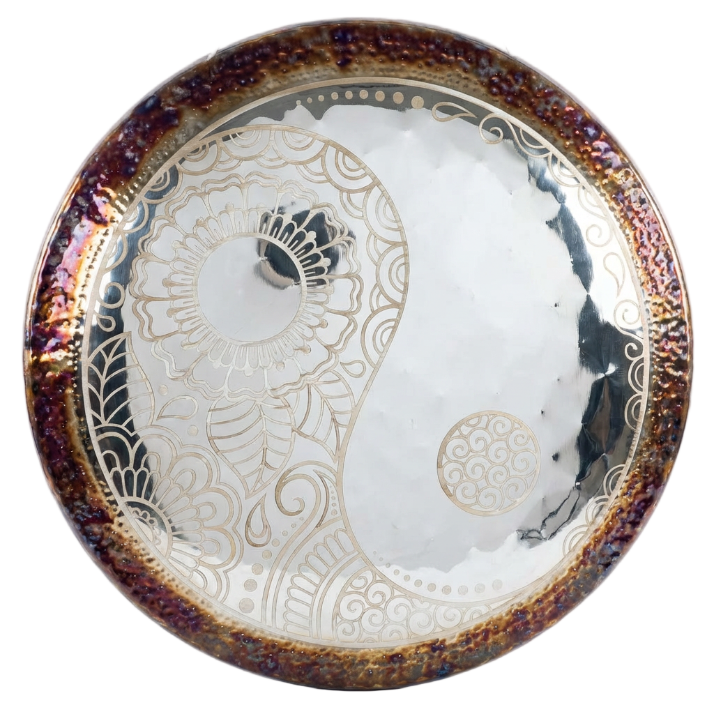 Floral Yin Yang Chinese Gong Instrument for Sound Relaxation