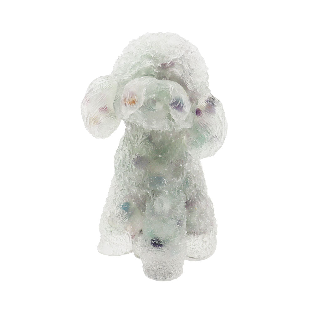 Fluorite Crystal Dog Figurine Toy Poodle 2-inch Sculpture