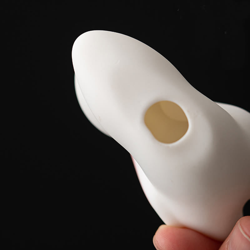 Flying Rabbit Bamboo Mat Ceramic Incense Burner for Prosperity