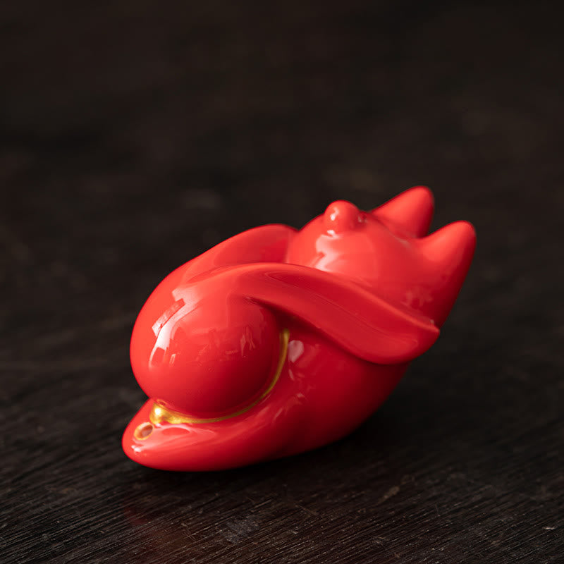 Flying Rabbit Bamboo Mat Ceramic Incense Burner for Prosperity