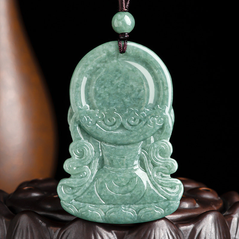 Four-Armed Avalokitesvara Jade Amulet Necklace for Blessings