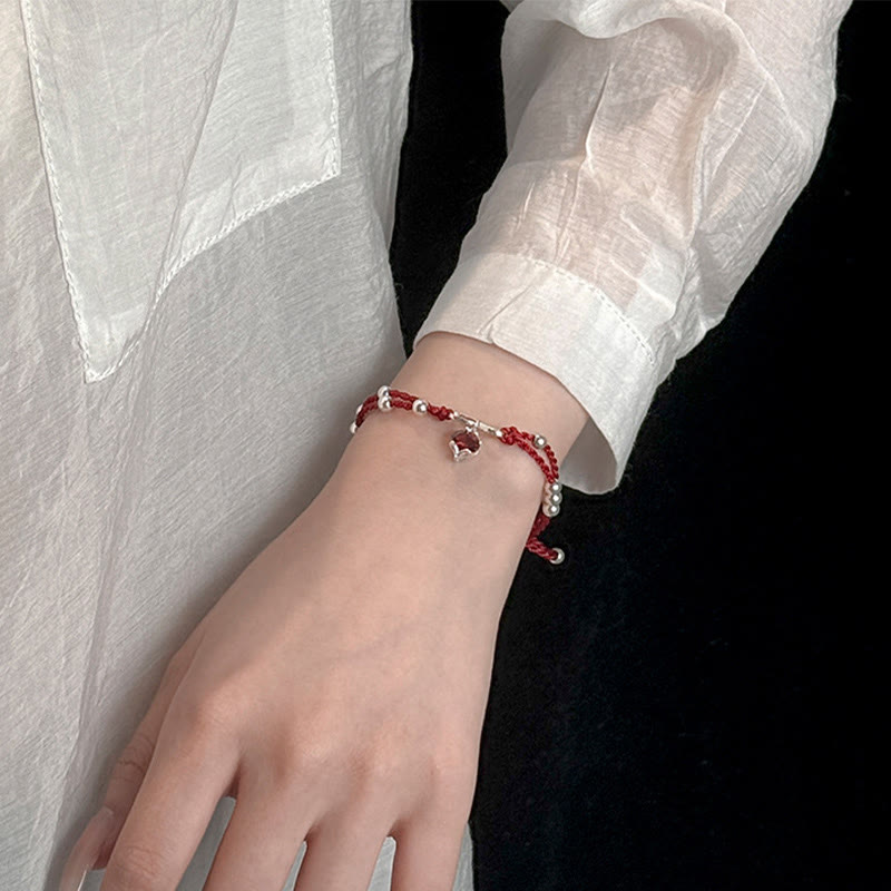 Fox Peach Blossom Red String Bracelet for Connection & Luck