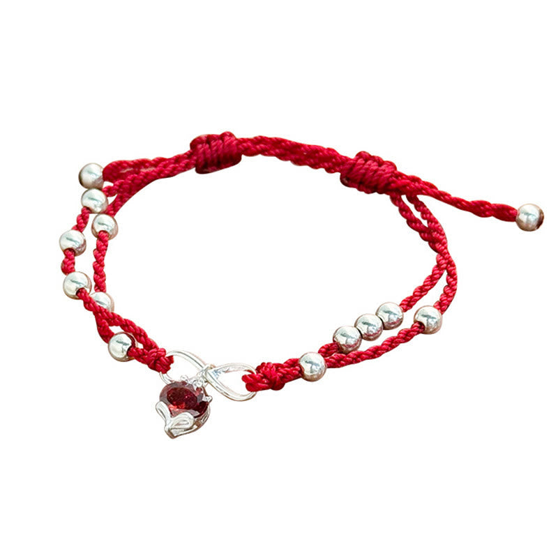 Fox Peach Blossom Red String Bracelet for Connection & Luck