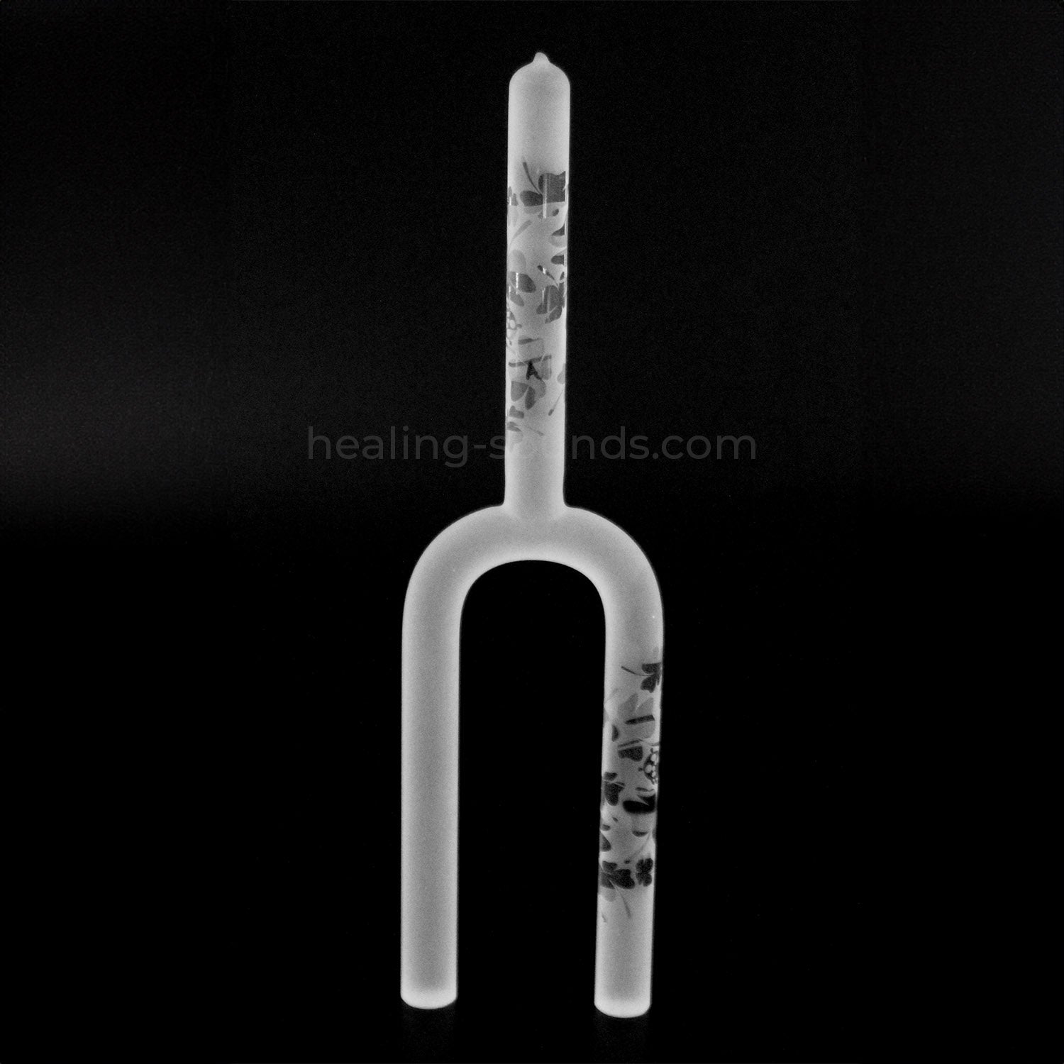 432 Hz Frosted Quartz Crystal Tuning Fork with Patterns