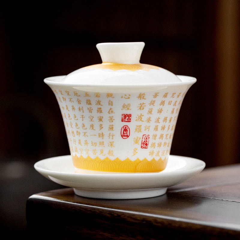 Fu Character Ceramic Gaiwan 150ml Meditation Tea Set