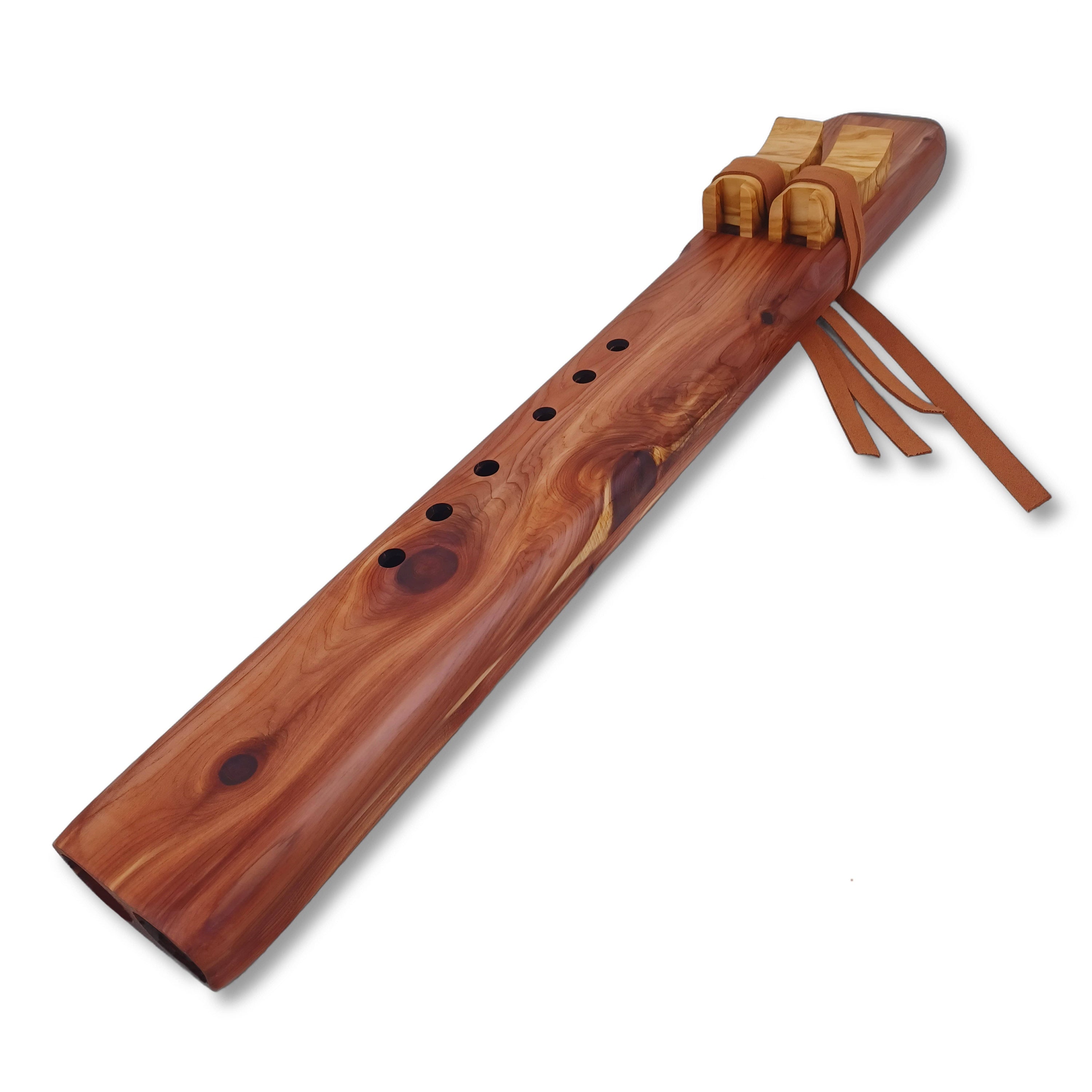 Handmade Native American-style flute in Aromatic Cedar with leather tassels