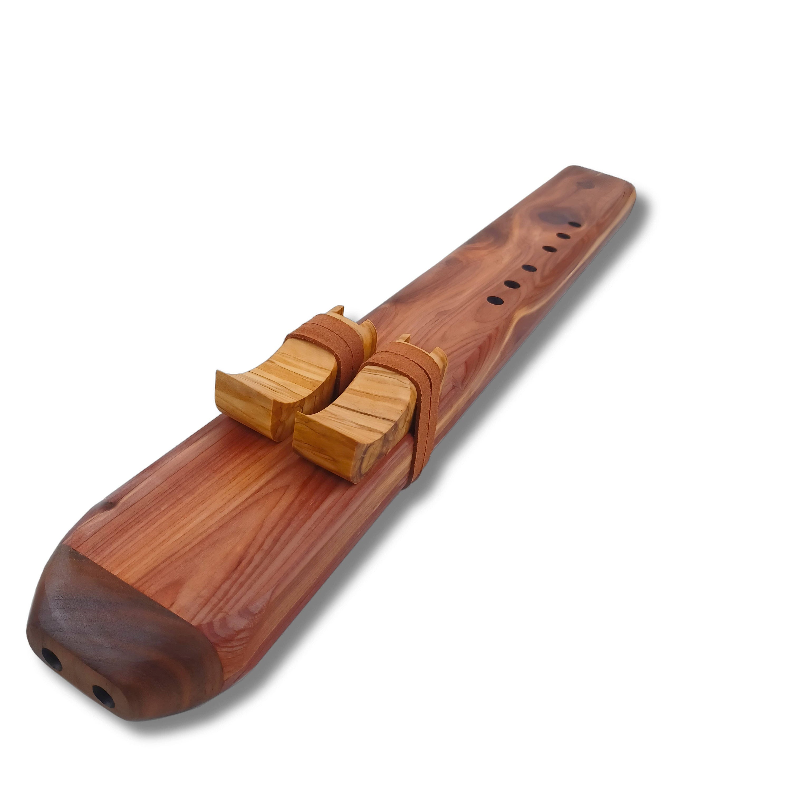 Wooden stringed instrument with tuning pegs for Handmade Cedar Drone Flute