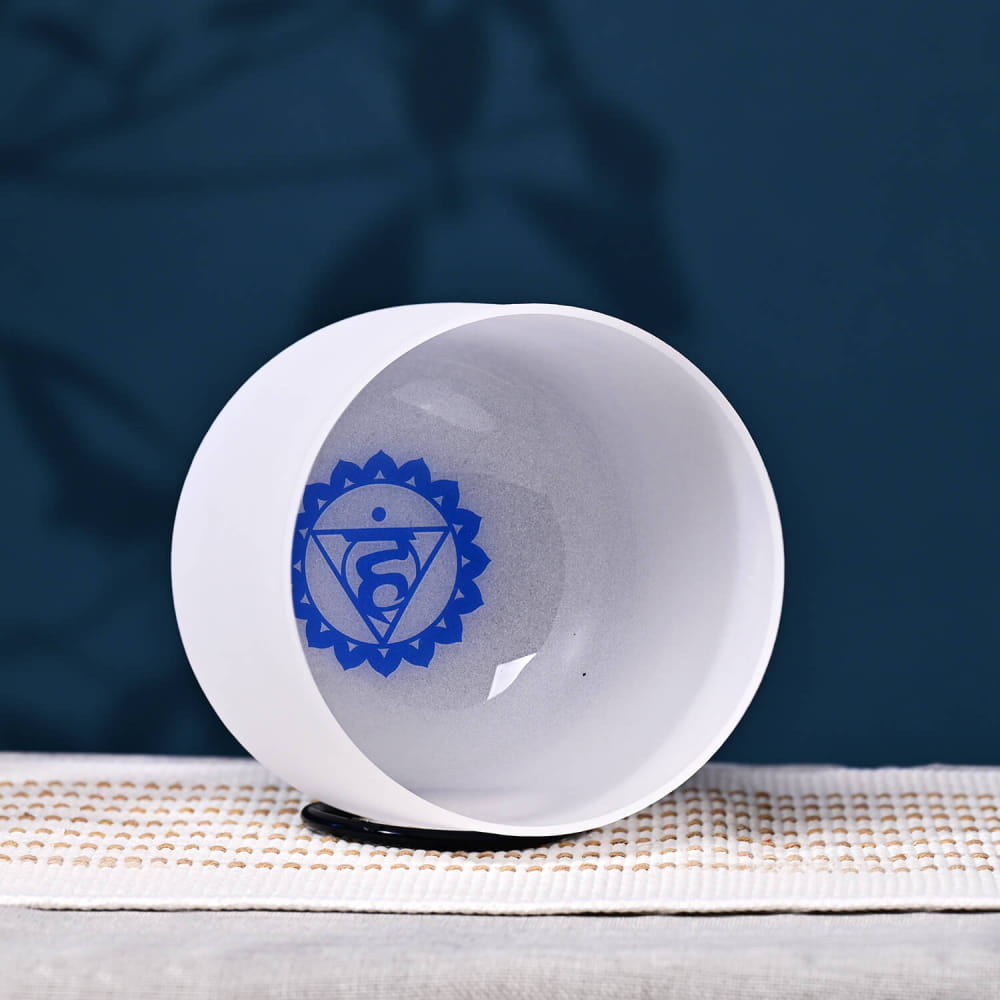 G Note Throat Chakra Symbol Crystal Singing Bowl - chalice bowl - On sale