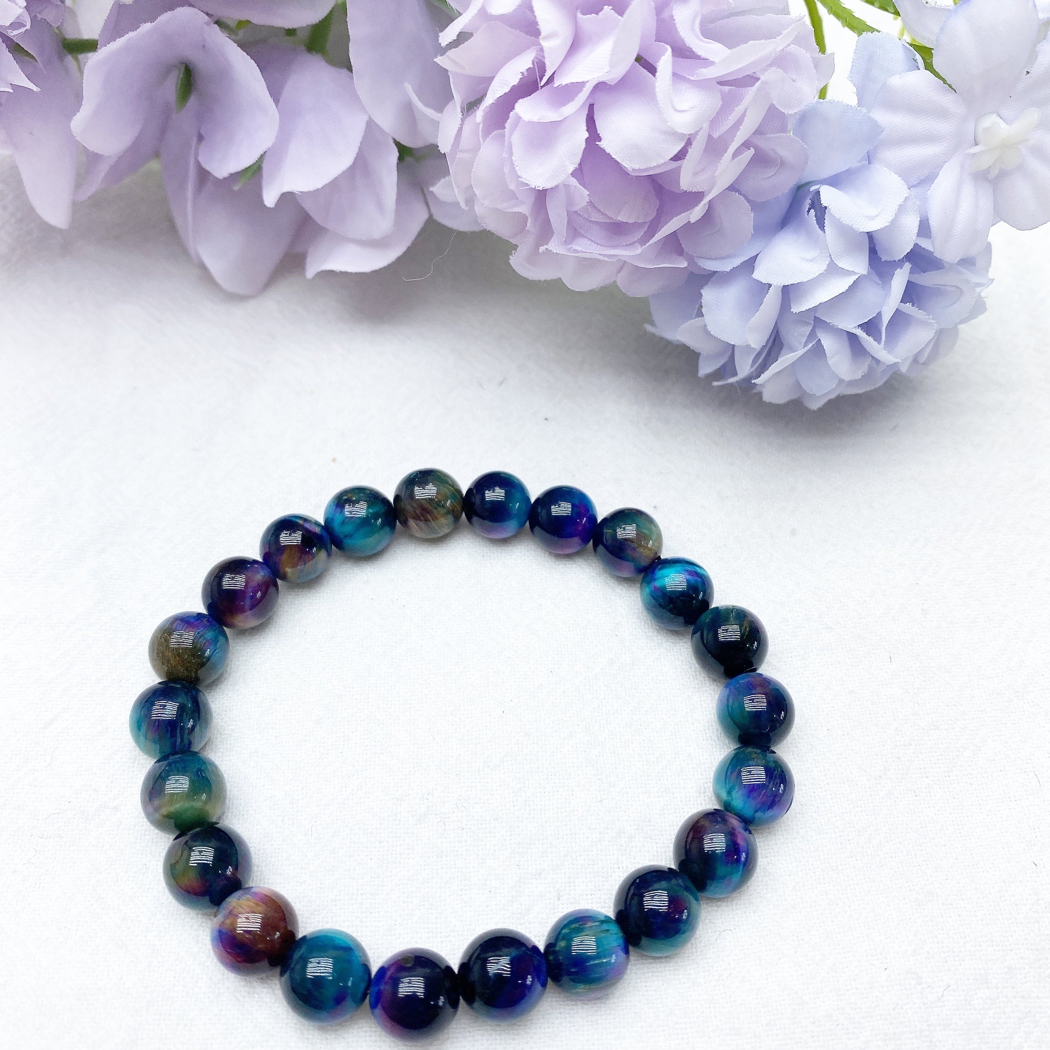 Galaxy Tiger Eye & Orca Onyx Chakra Bracelet 8mm