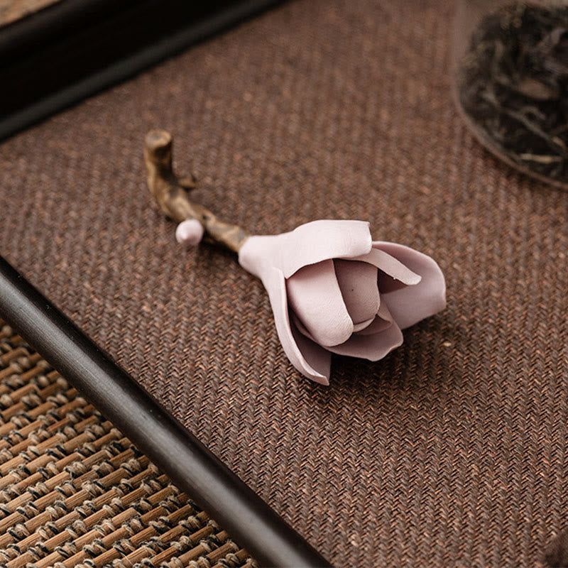 Gardenia Flower Ceramic Incense Burner 8.5cm for Meditation