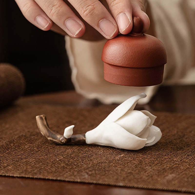 Gardenia Flower Ceramic Incense Burner 8.5cm for Meditation