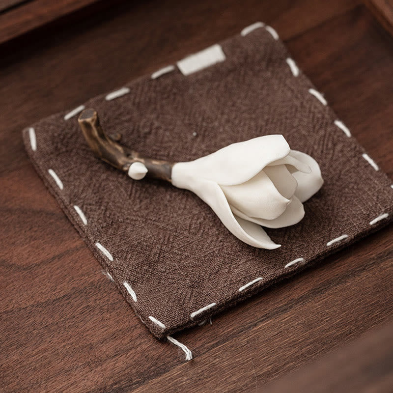 Gardenia Flower Ceramic Incense Burner 8.5cm for Meditation