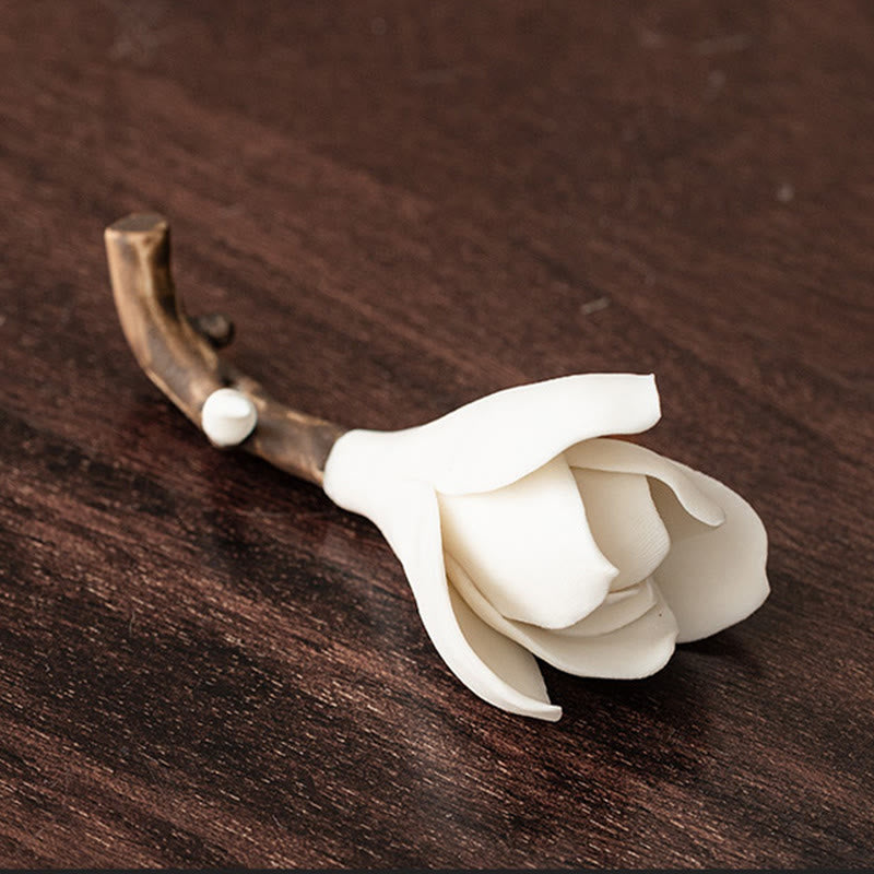 Gardenia Flower Ceramic Incense Burner 8.5cm for Meditation