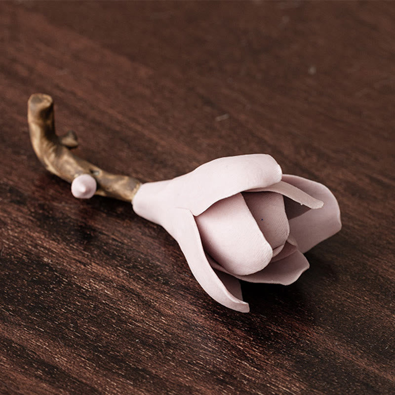 Gardenia Flower Ceramic Incense Burner 8.5cm for Meditation