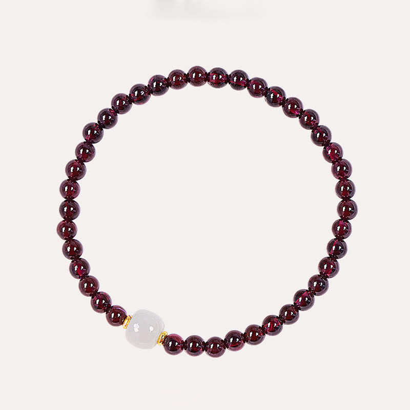 Garnet Jade Bead Purification Bracelet 4mm Garnet 7x6mm Jade