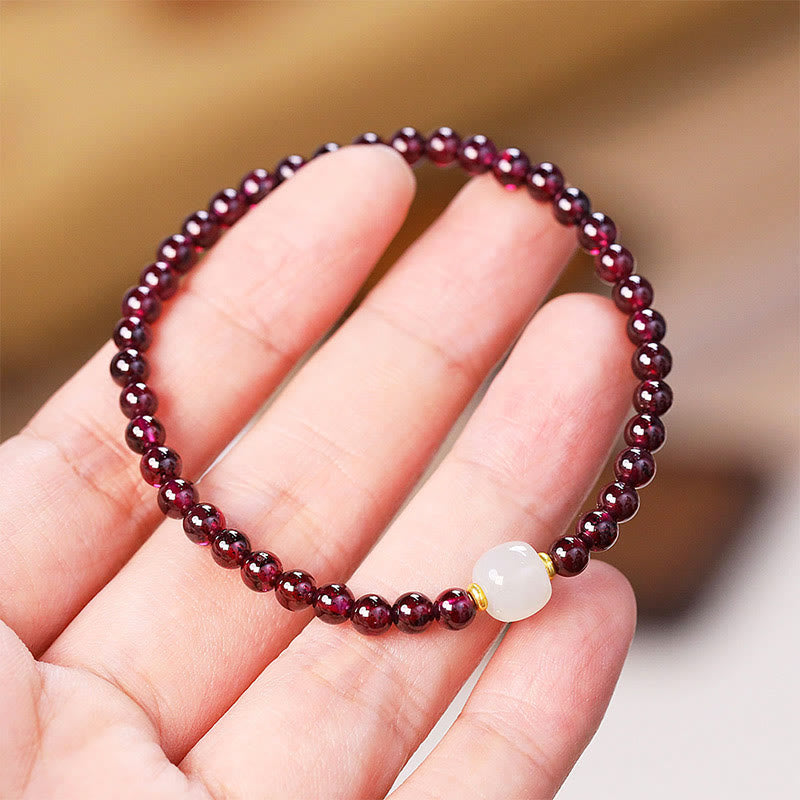 Garnet Jade Bead Purification Bracelet 4mm Garnet 7x6mm Jade