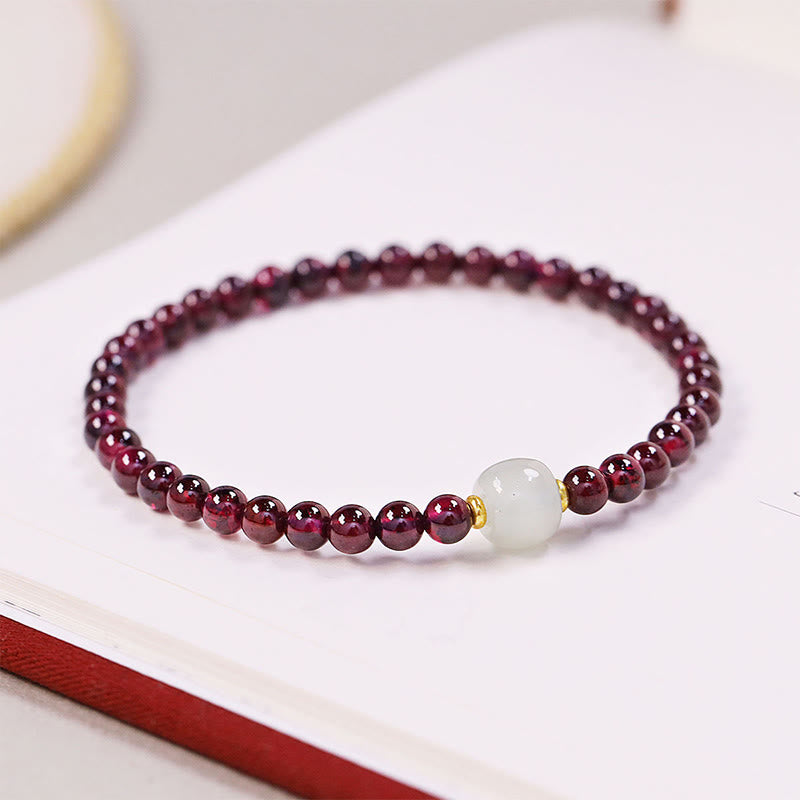 Garnet Jade Bead Purification Bracelet 4mm Garnet 7x6mm Jade