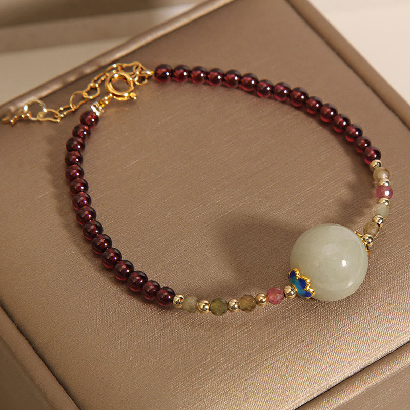 Garnet Jade Peace Buckle Protection Bracelet