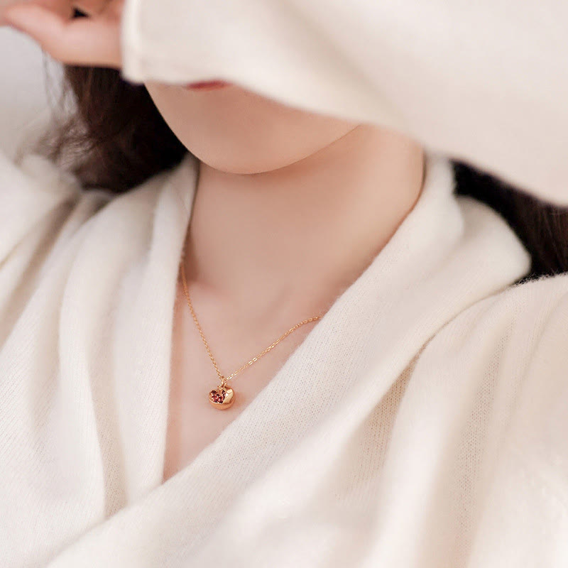 Garnet Necklace 18k Gold Plated Silver Passion Pendant