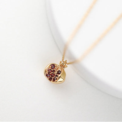 Garnet Necklace 18k Gold Plated Silver Passion Pendant