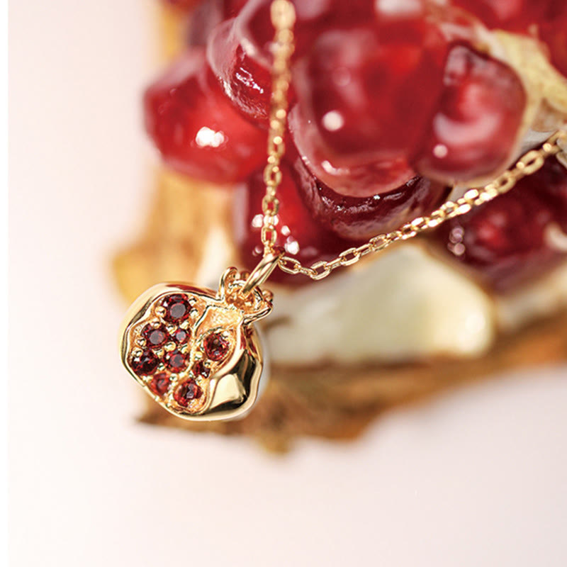Garnet Necklace 18k Gold Plated Silver Passion Pendant