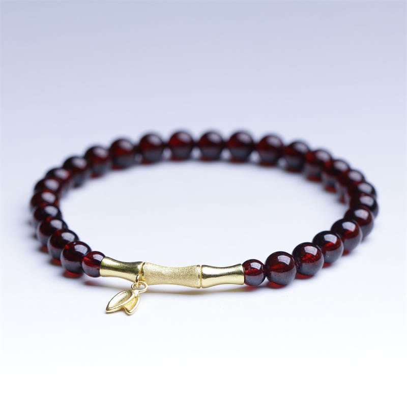 Garnet Protection Bracelet | Gold & Silver Bamboo 6mm Beads