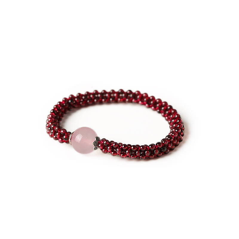 Garnet Protection Bracelet with Pink Crystal and Amazonite Beads