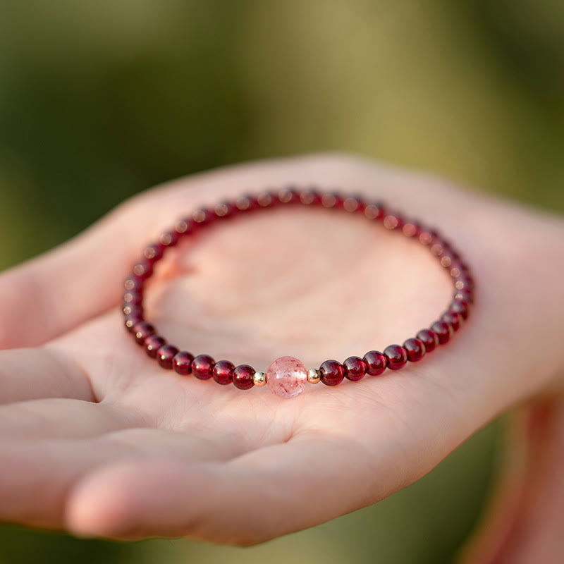 Garnet & Strawberry Quartz Calm Healing Bracelet