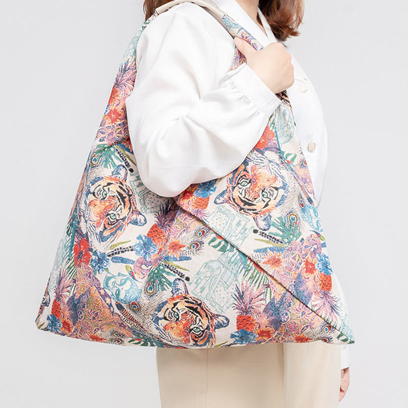 Geometry Tiger Flowers Leopard Print Underarm Triangle Shoulder Bag