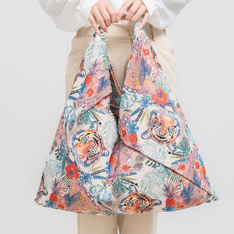 Geometry Tiger Flowers Leopard Print Underarm Triangle Shoulder Bag