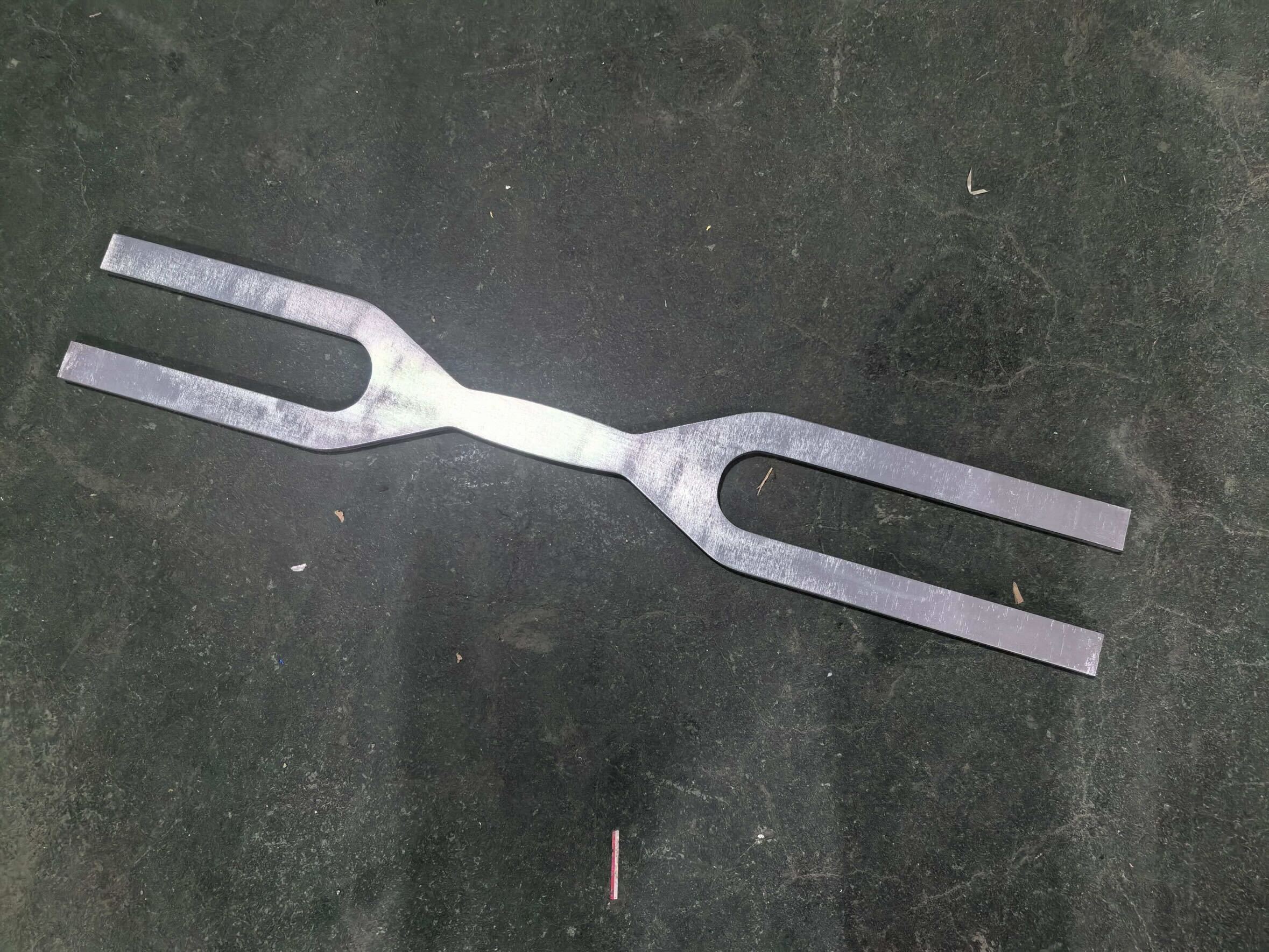 Metal tuning fork with parallel prongs from Giant Tuning Forks collection