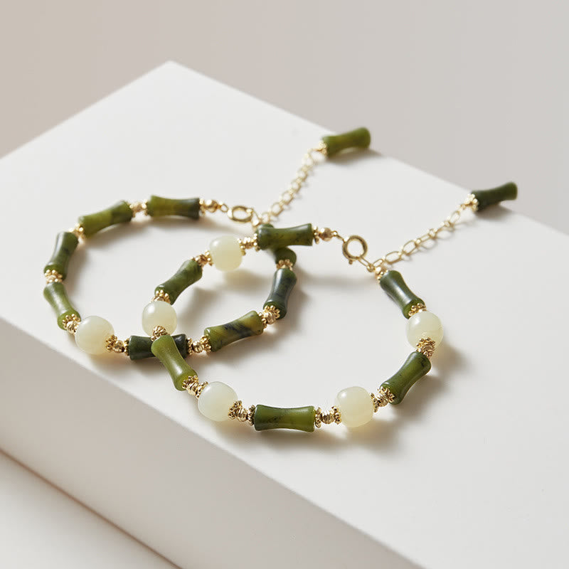 Glass Bead Bamboo Luck Strength Spiritual Bracelet